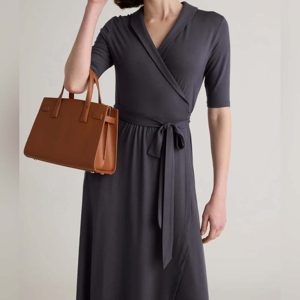 QUINCE • NWT • Tencel Jersey Midi Wrap Dress • Black • Size M